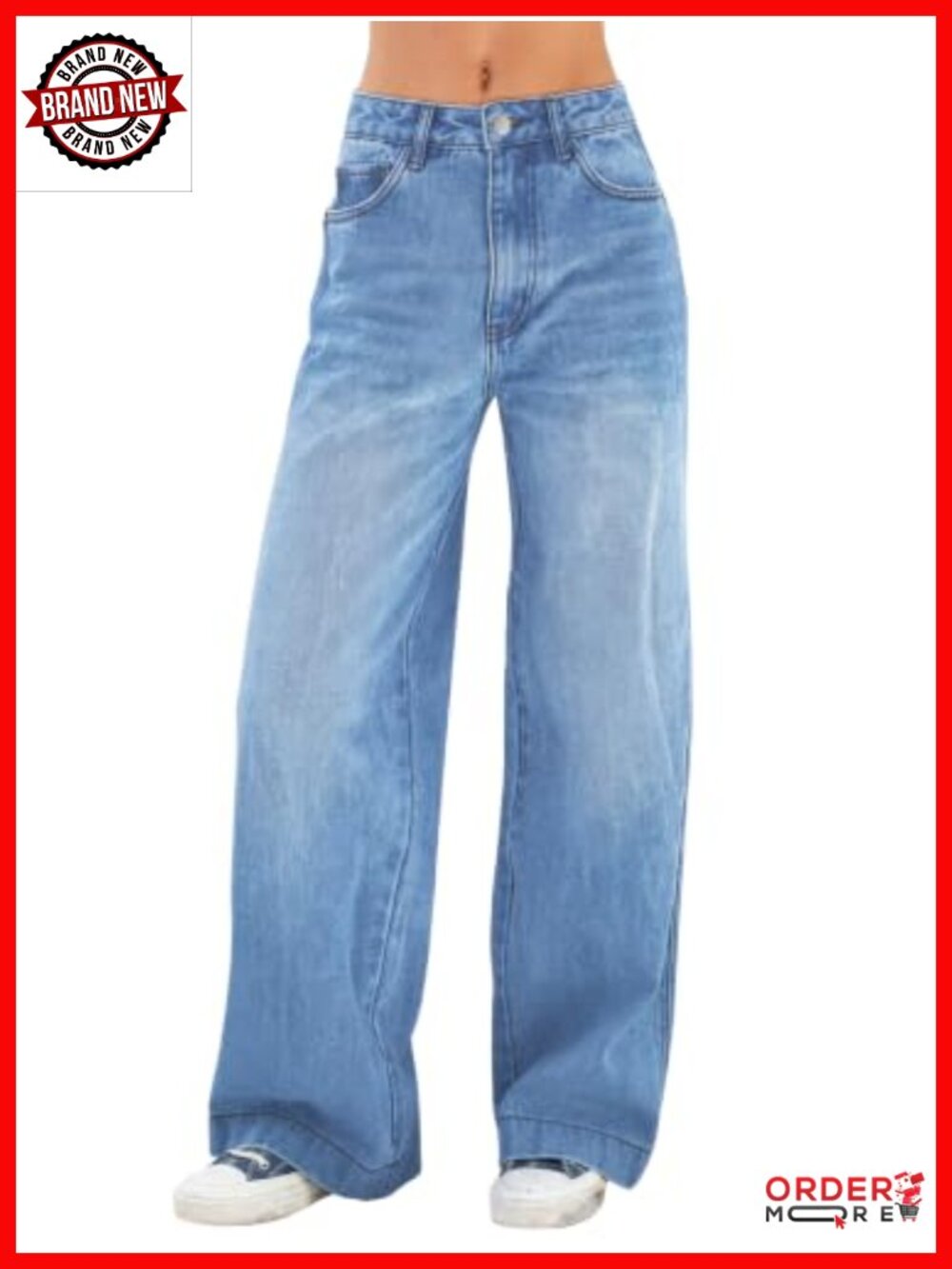 High Waist Stretchy Wide Leg Baggy Denim Pants